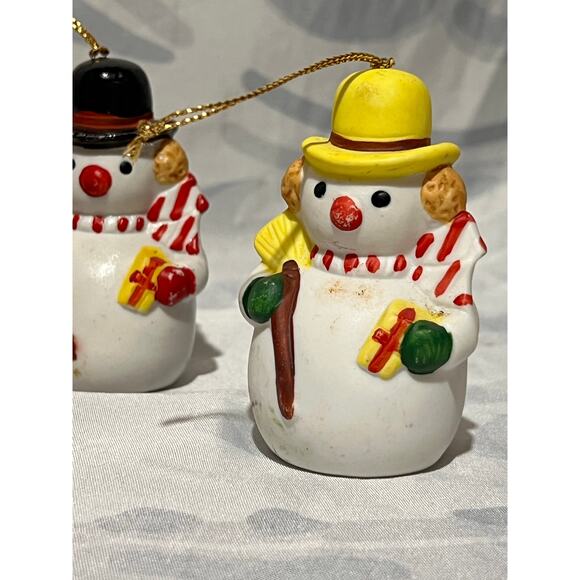 Snowman Ornament Bisque Ceramic Hand-Painted Lot of 5 Christmas Hand-Made Frosty - Picture 4 of 11